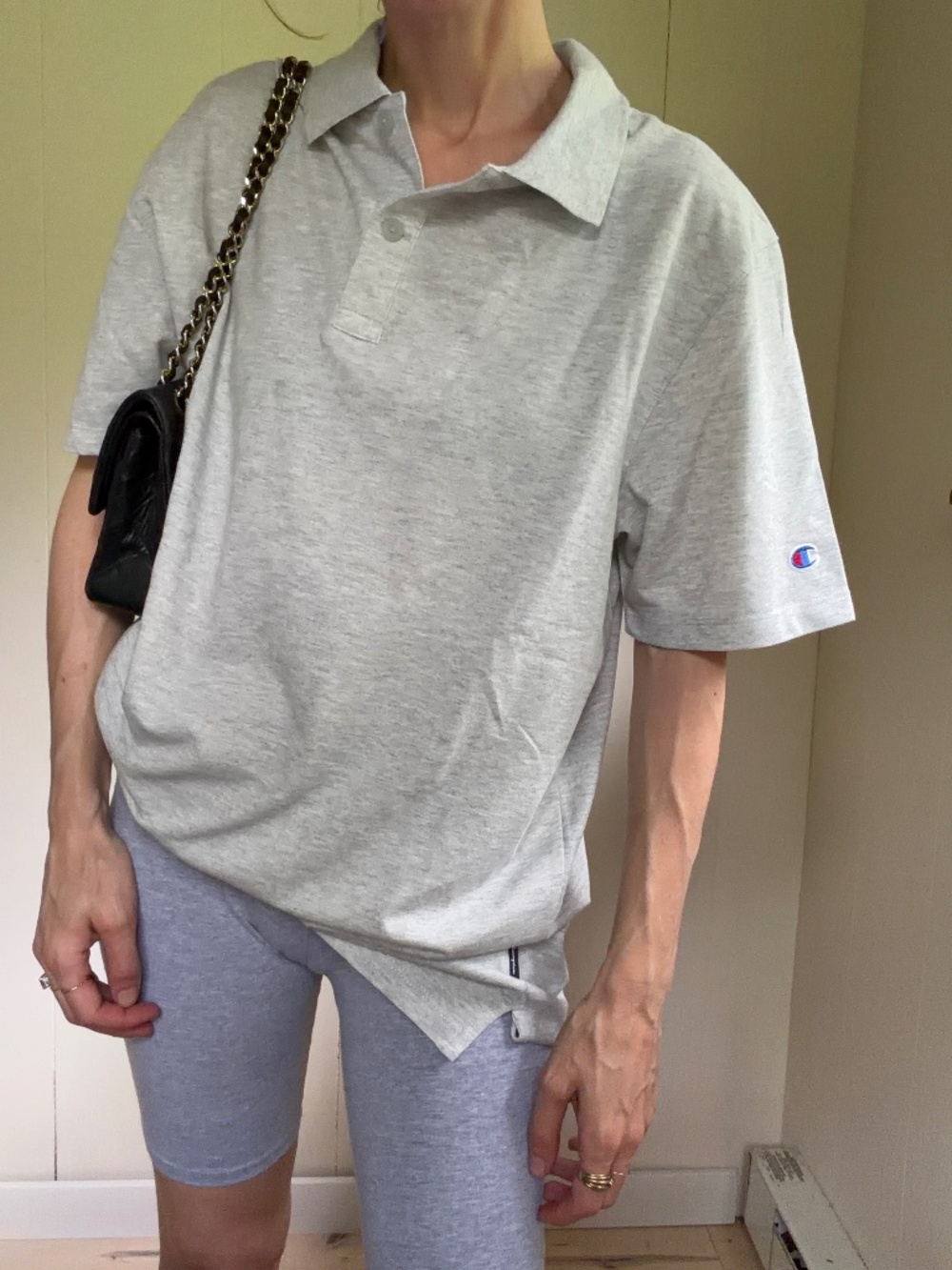 Authentic champion classic heather grey polo preppy summer sporty